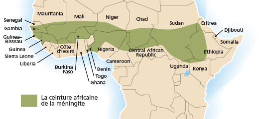 carte de la ceinture méningite en Afrique