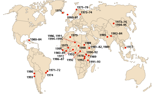 carte principale épidémies de méningite 